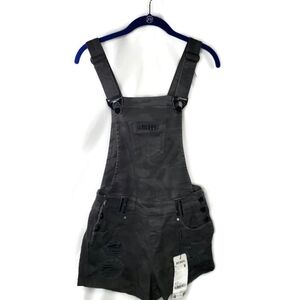 PIT BULL Jardidineira Black Camo Distressed Overalls Shortalls Shorts Size 4 NWT